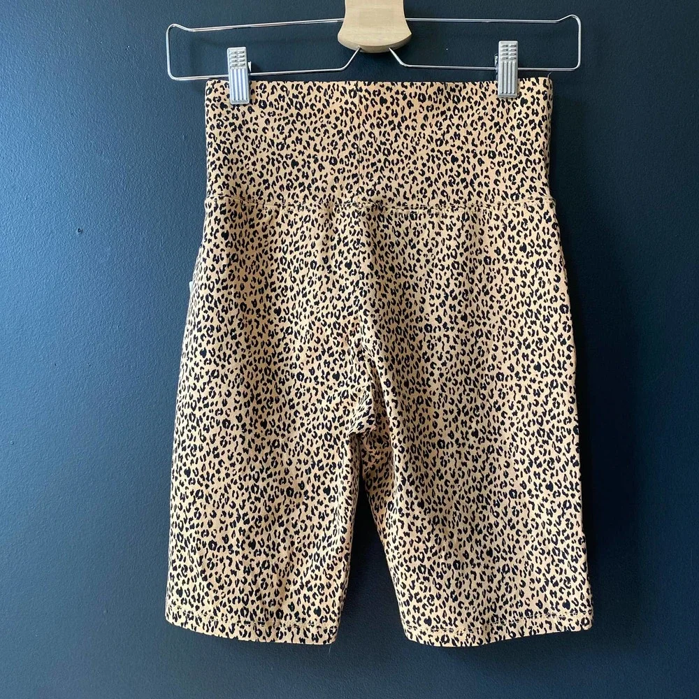 BP Nordstrom High Waist Bike Shorts In Tan Sketched Animal NEW XS